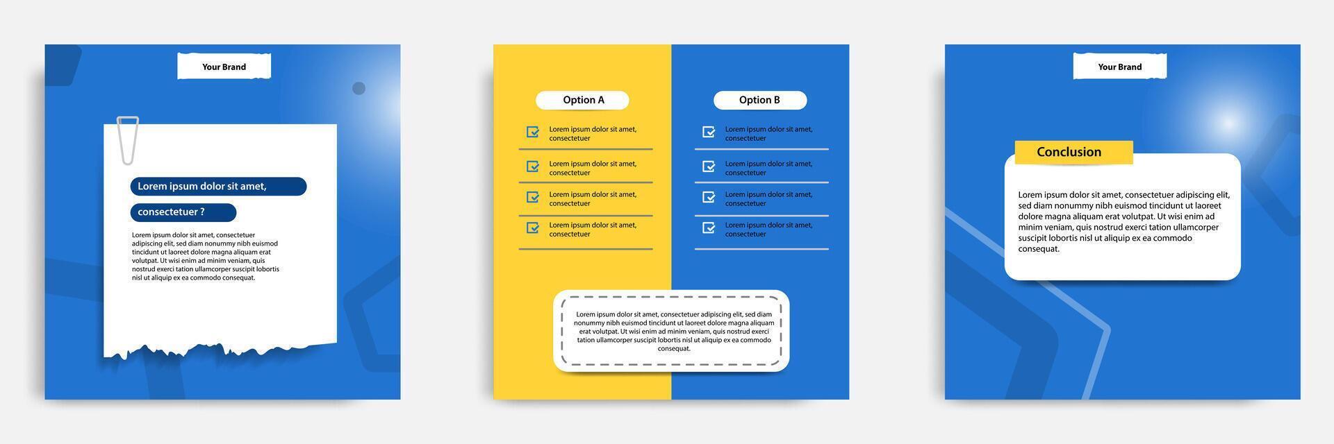 Social media tutorial, tips, trick, did you know post banner layout template with sticky paper note clips design element vector