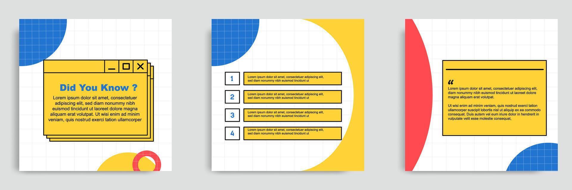 Social media tutorial, tips, trick, did you know post banner layout template with geometric pattern background and folder bubble message design element in colorful fun color vector