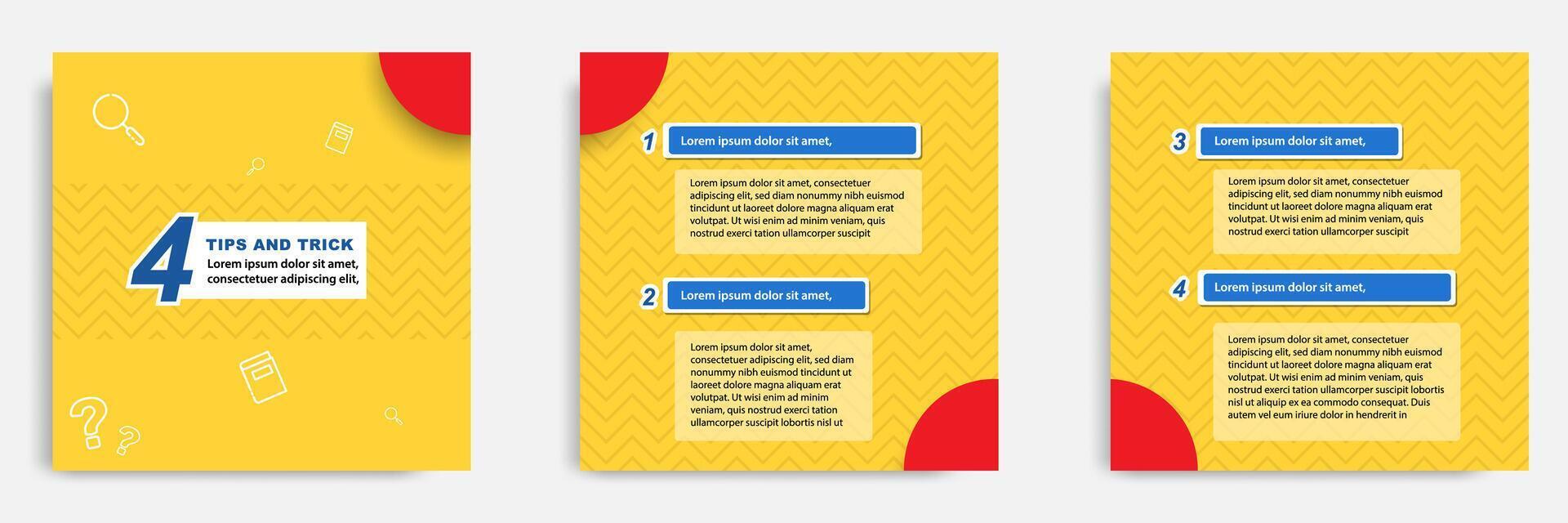Social media tutorial, tips, trick, did you know post banner layout template with yellow color background and seamless pattern design element. vector