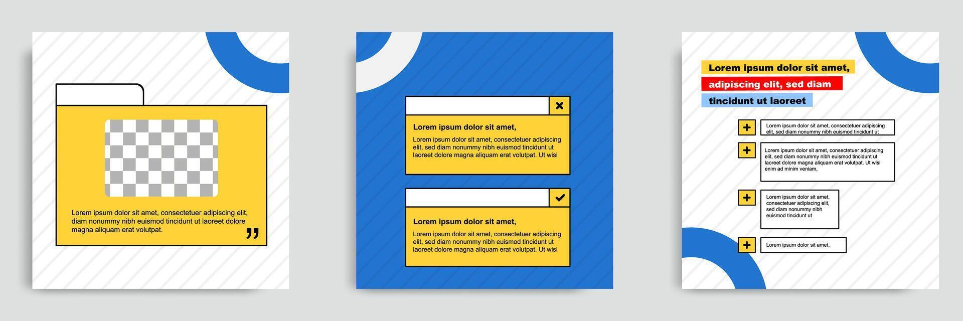 Social media tutorial, tips, trick, did you know post banner layout template with geometric pattern and folder bubble message design element in colorful fun color in blue background vector