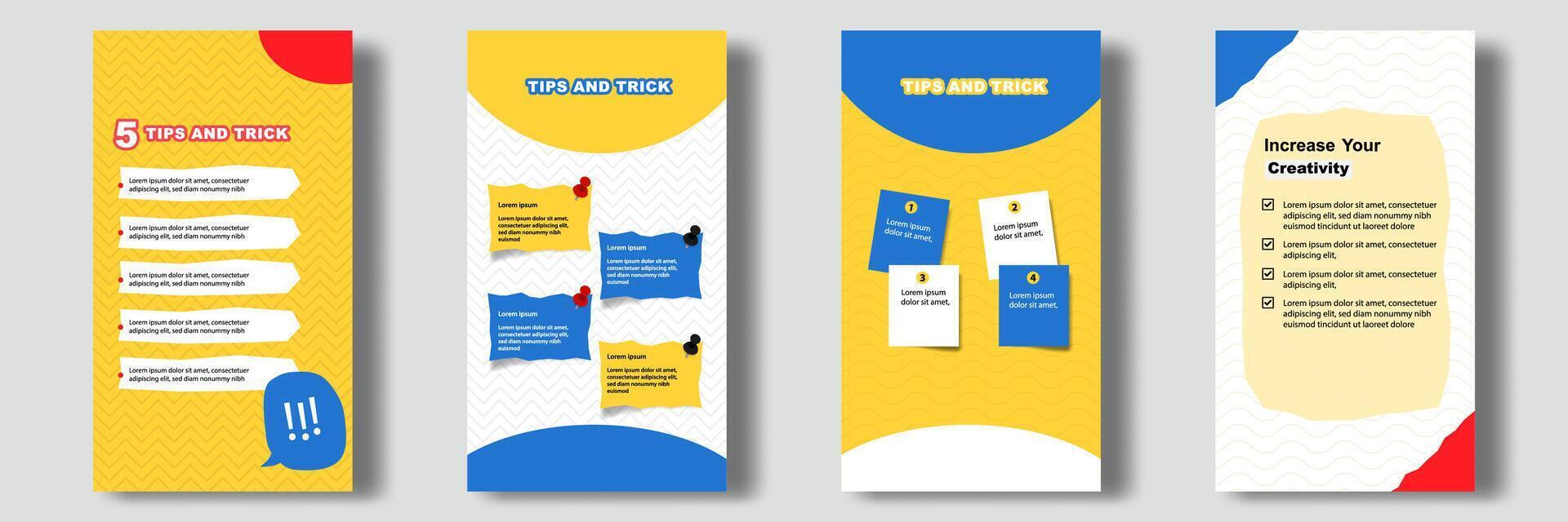 Social media tutorial, tips, trick, did you know post stories banner layout template with sticky note design element and abstract seamless line pattern background. vector