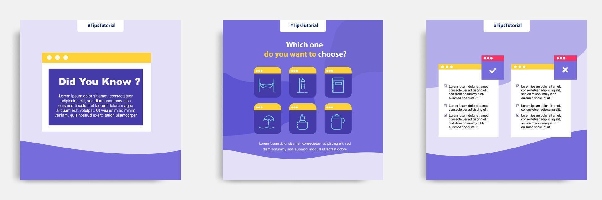 Social media faq, question, answer post banner layout template with geometric shape background and bubble message design element in purple yellow white color. illustration vector