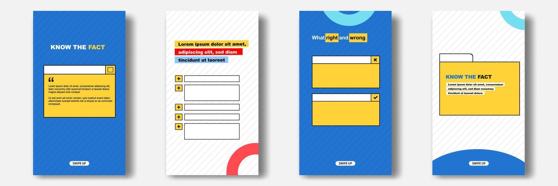 Social media tutorial, tips, trick, did you know stories banner layout template with geometric pattern background and folder bubble message design element in colorful fun color. vector