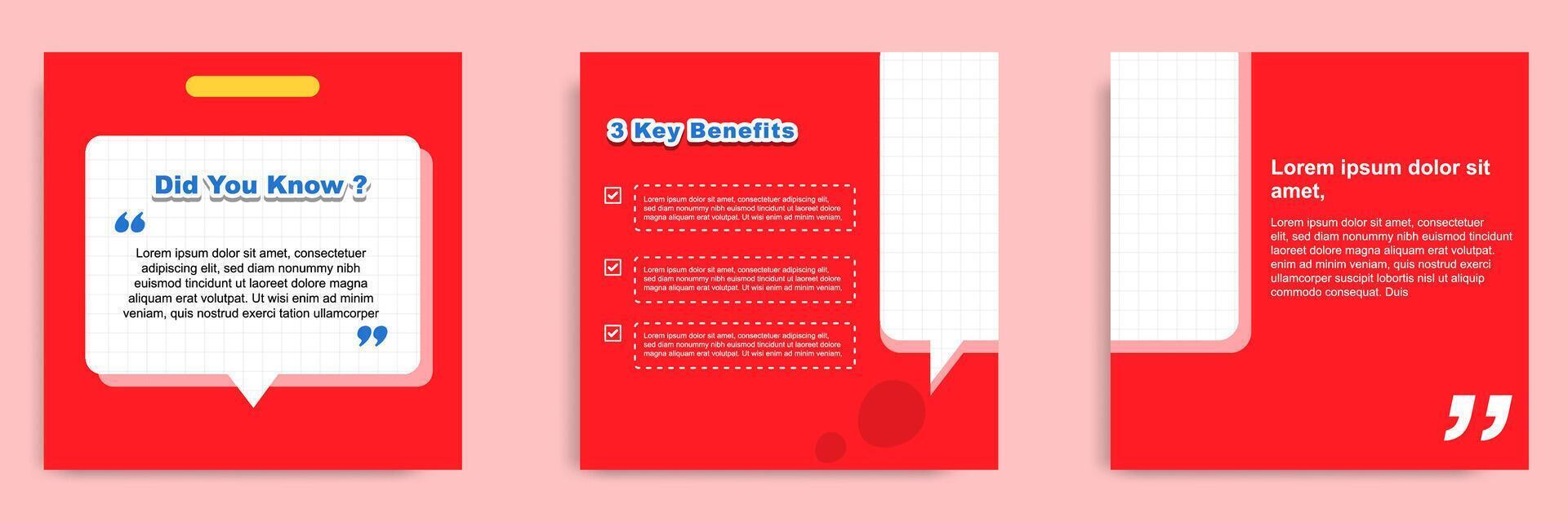 Social media tutorial, tips, trick, did you know post banner layout template in red color background with bubble text design element. vector