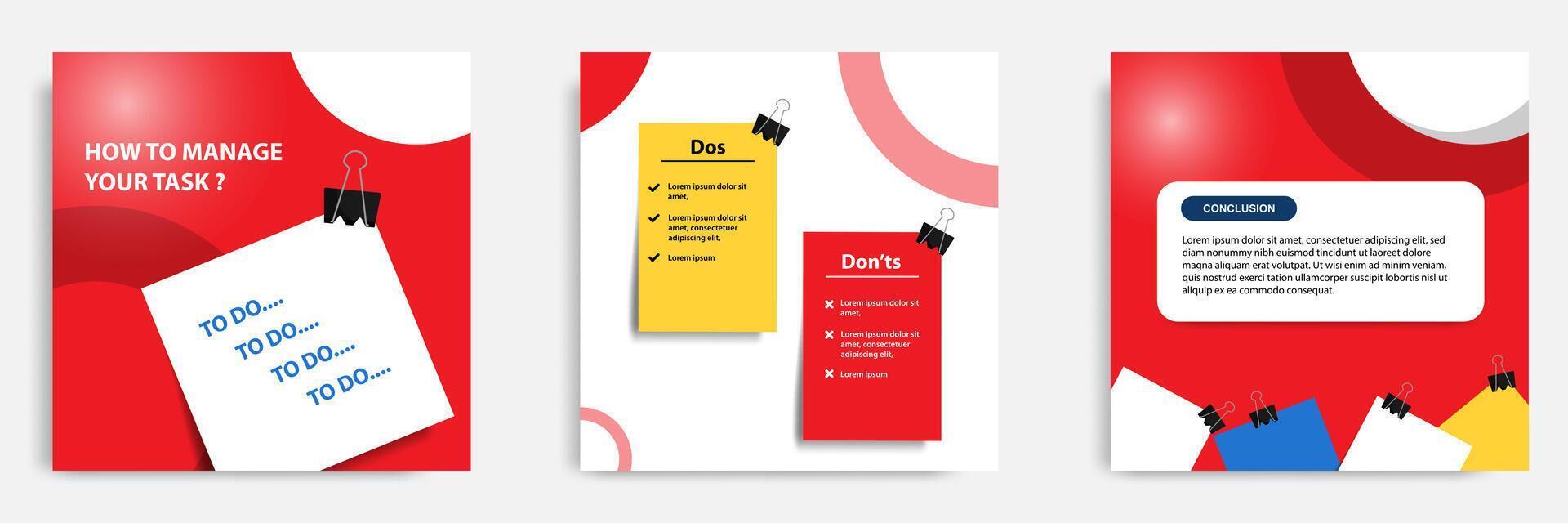 Social media tutorial, tips, did you know post banner layout template with sticky paper note clips design element vector