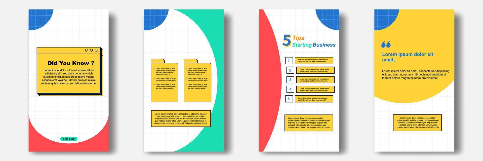 Social media tutorial, tips, trick, did you know stories horizontal banner layout template with geometric pattern background and folder bubble message design element in colorful fun color. vector