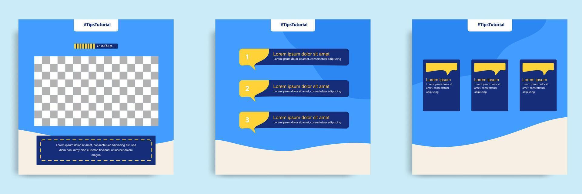 Social media faq post banner layout template with geometric shape background and bubble message design element in blue yellow white color. illustration vector