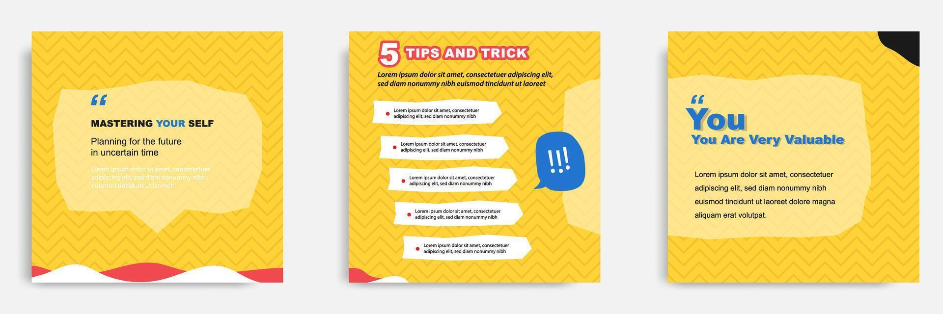 Social media tutorial, tips, trick, did you know post banner layout template with yellow color background, seamless pattern, and abstract text box design element. vector