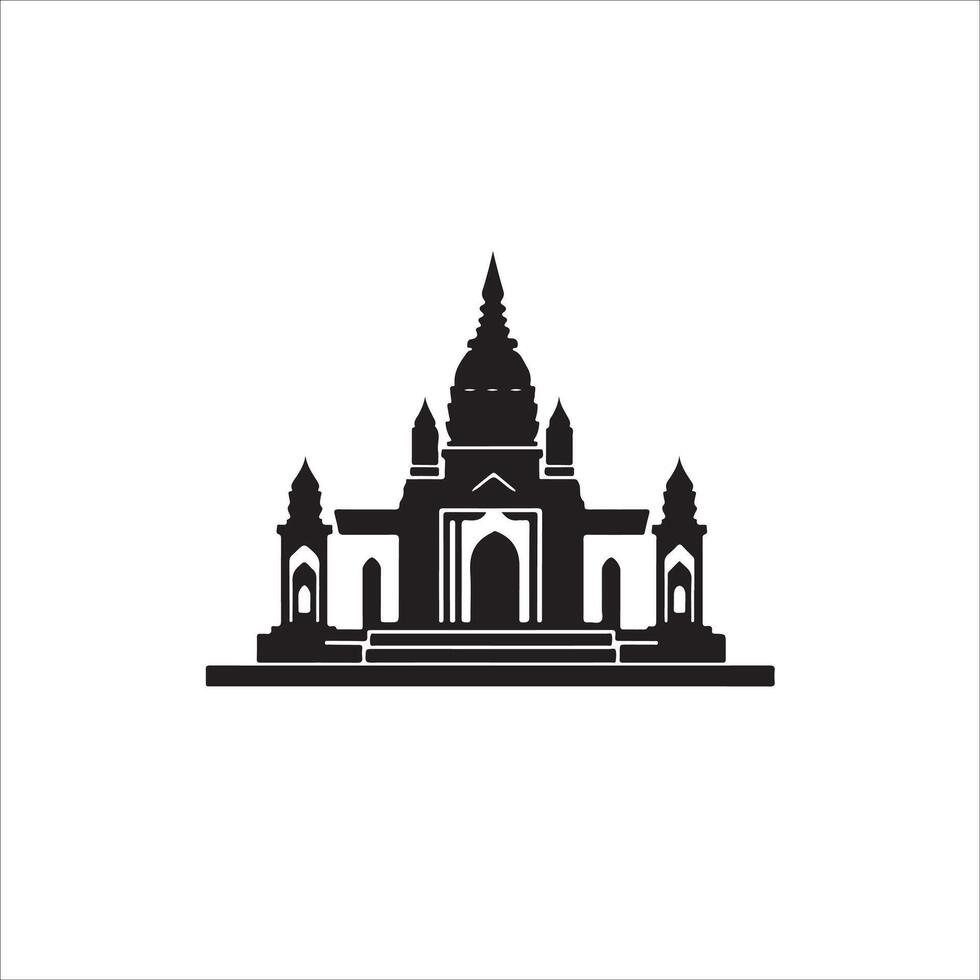 A temple icon in black and white vector