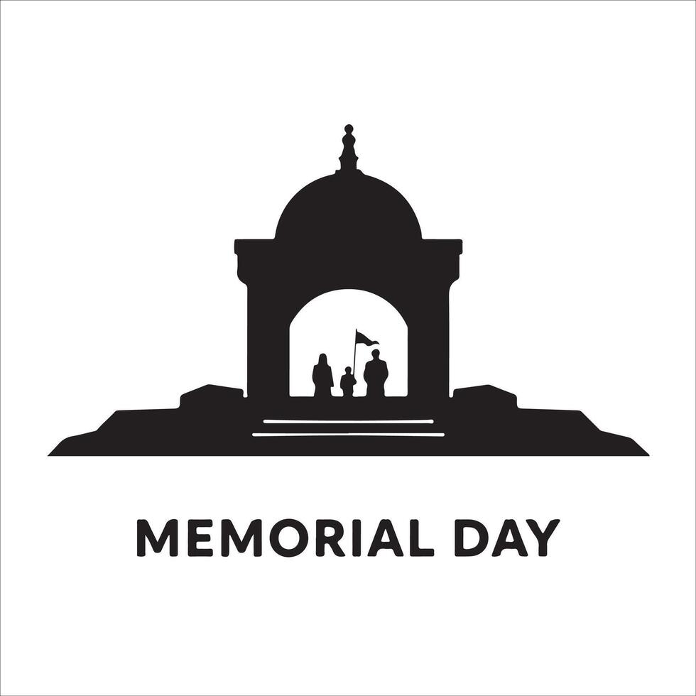 A black and white image of a memorial day logo vector