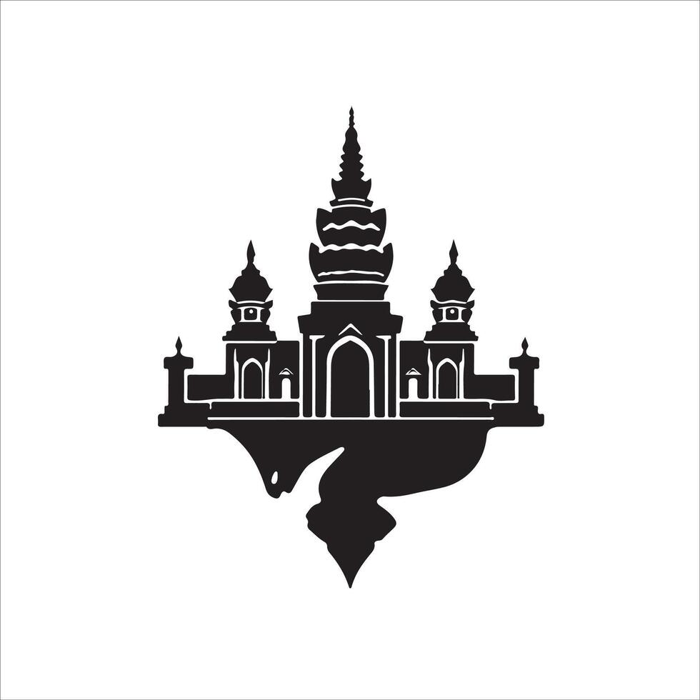 A black and white logo for a temple vector