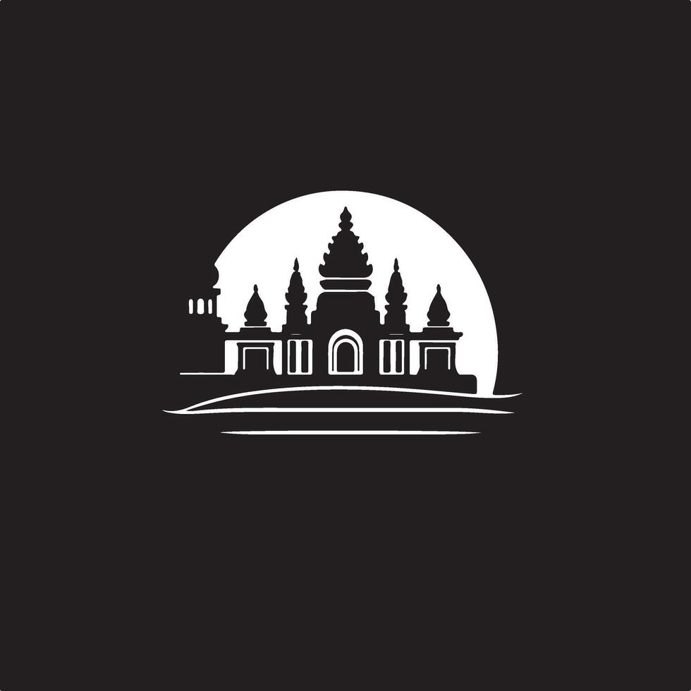 The logo for a temple in the middle of a city vector