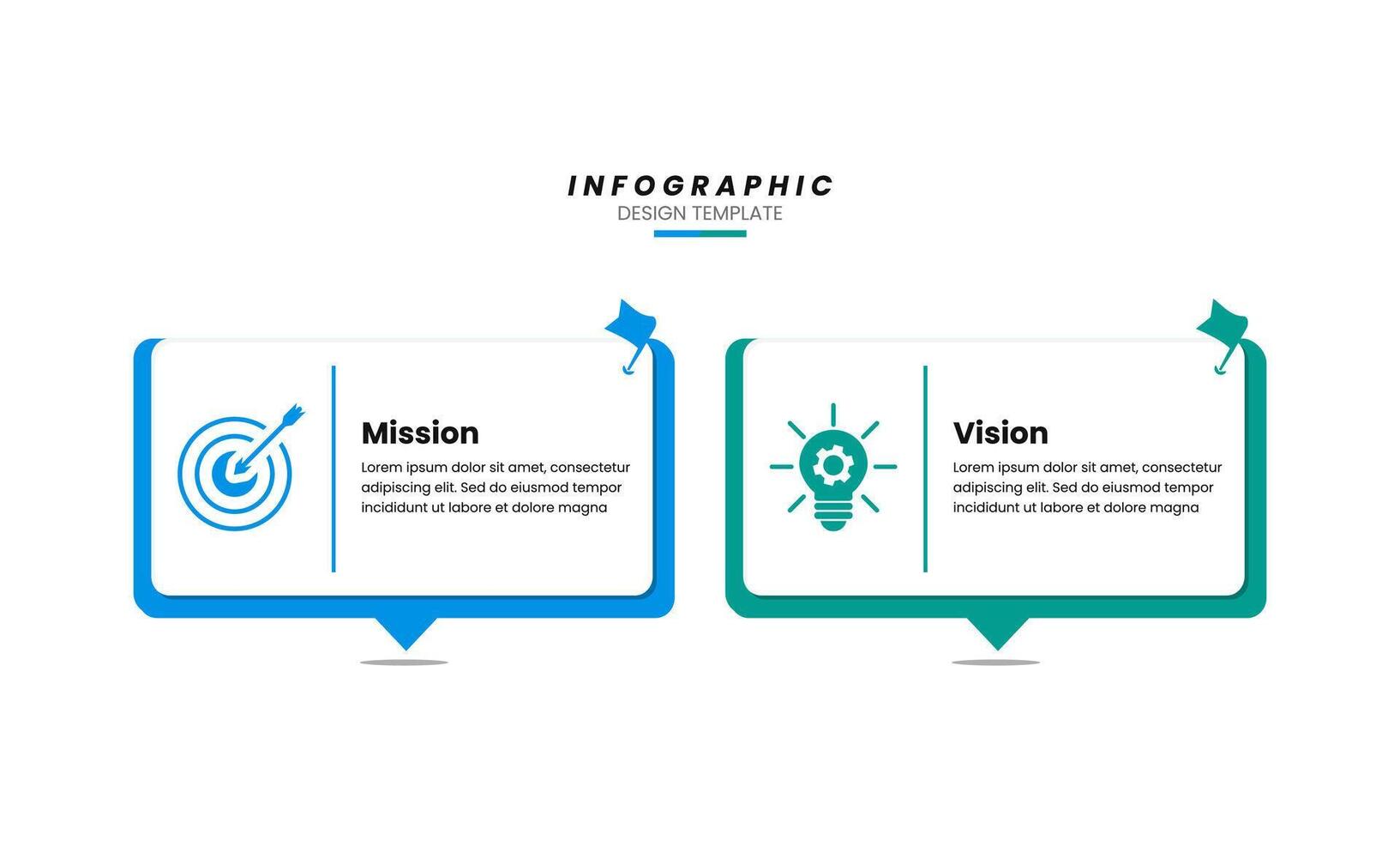 Business Infographic Design Template with Two Steps Mission and Vision vector