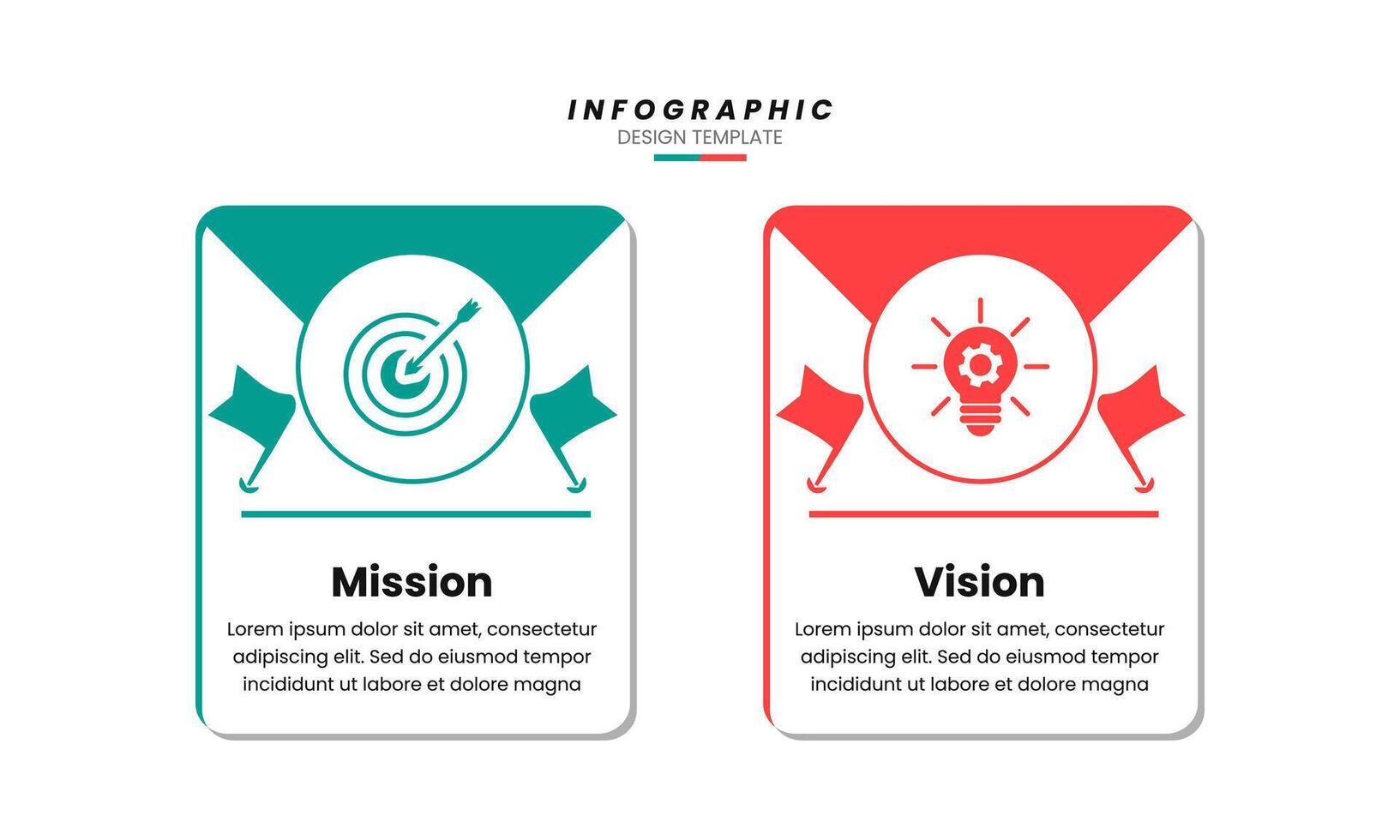 Best Business Infographic Design Template with Two Steps Mission and Vision vector