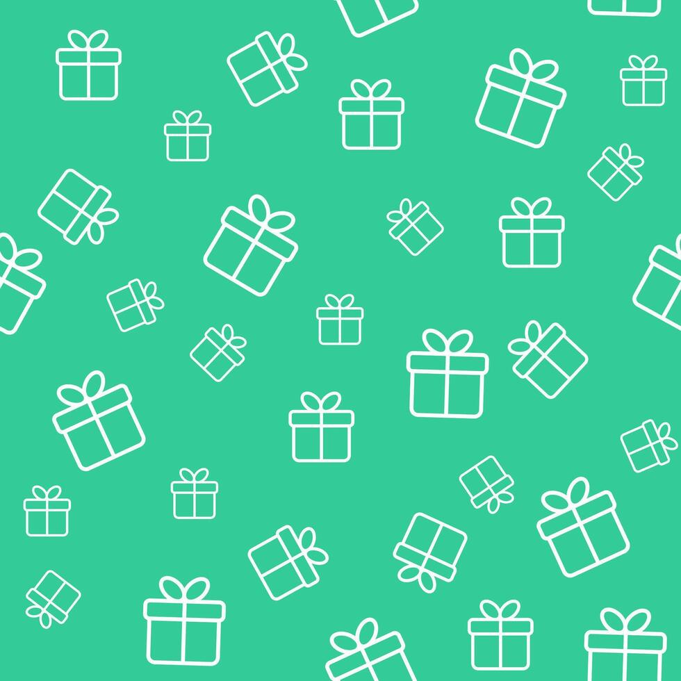 Seamless green pattern with gift boxes vector
