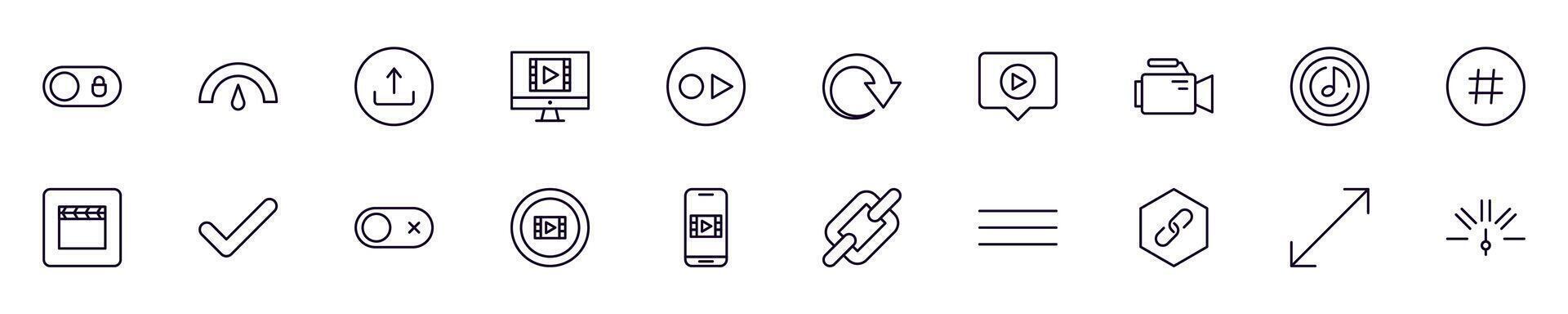 Essential signs for interface outline vectors drawn with thin Line. Simple linear illustrations for stores, shops, banners, design