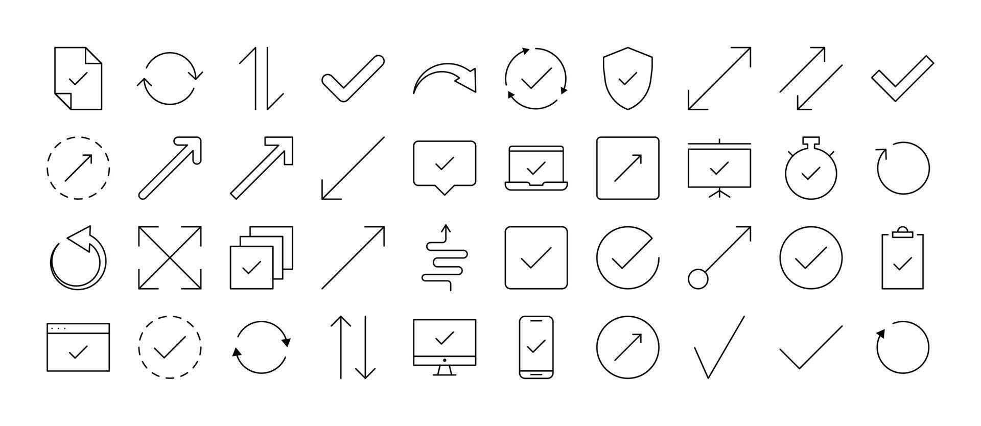 Various Arrows Line Icon Collection. Outline Signs for Graphic and Web Design, Apps, Adverts, Various Cards vector