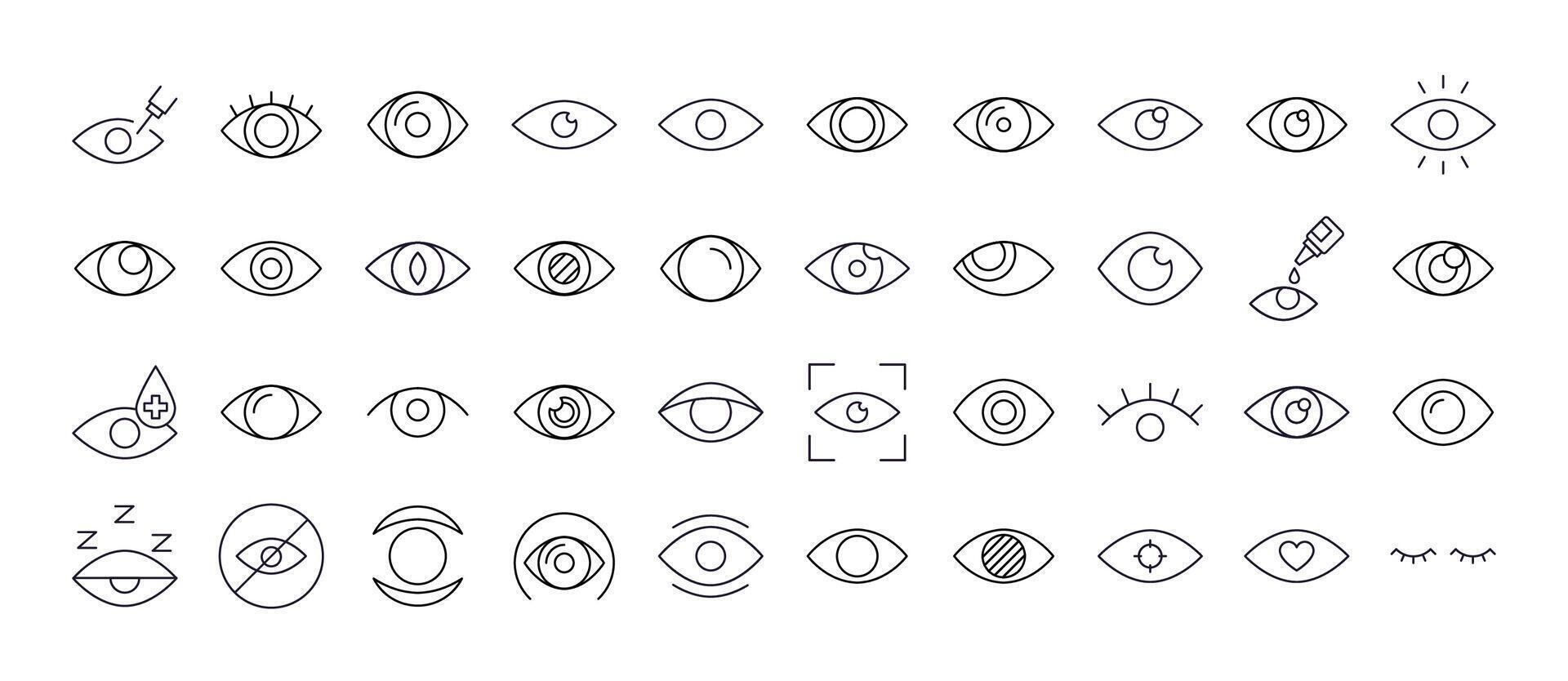 Eye Line Icon Set. Outline Signs for Graphic and Web Design, Apps, Adverts, Various Cards vector