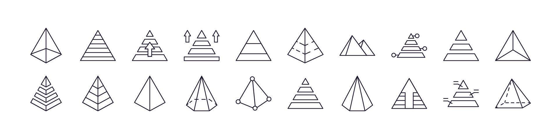 Pyramid Outline Simple Linear Image Collection. Editable Stroke. Perfect for Web Sites, Books, Cards, Apps vector