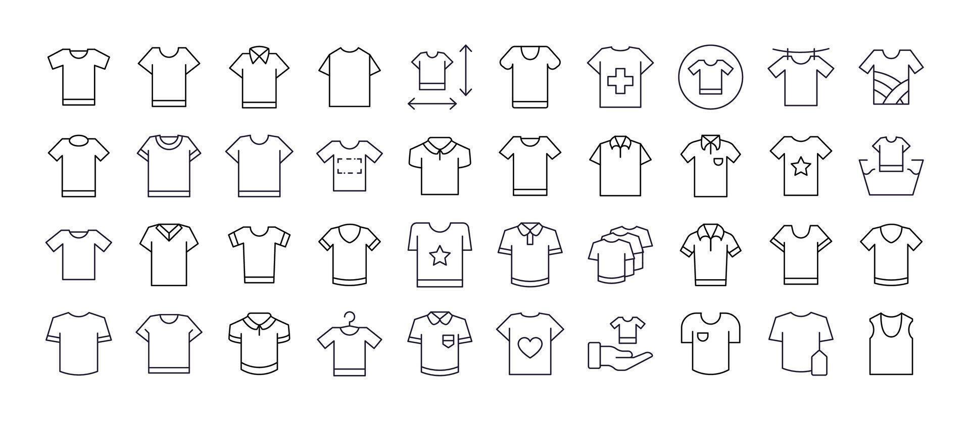 T Shirt Icons Collection. Editable Stroke. Perfect for Web Sites, Books, Cards, Apps vector