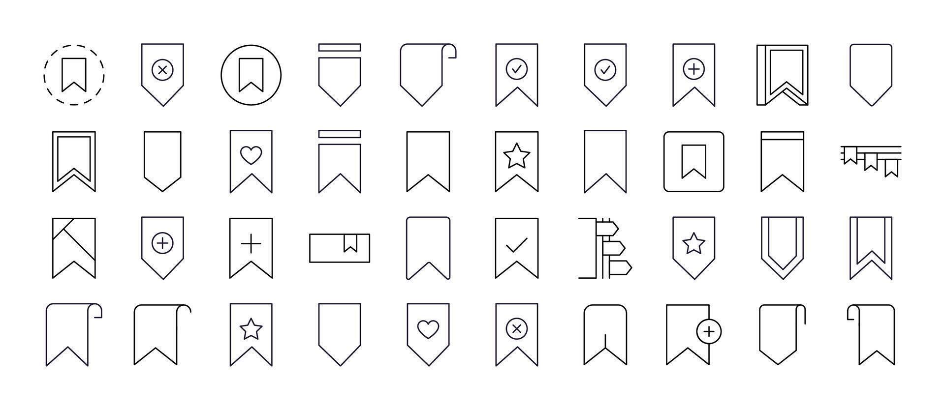 Bookmark Line Icon Pack. Minimalistic Linear Pictogram for Web and Graphic Design, Apps, Banners, Social Network and Cards vector