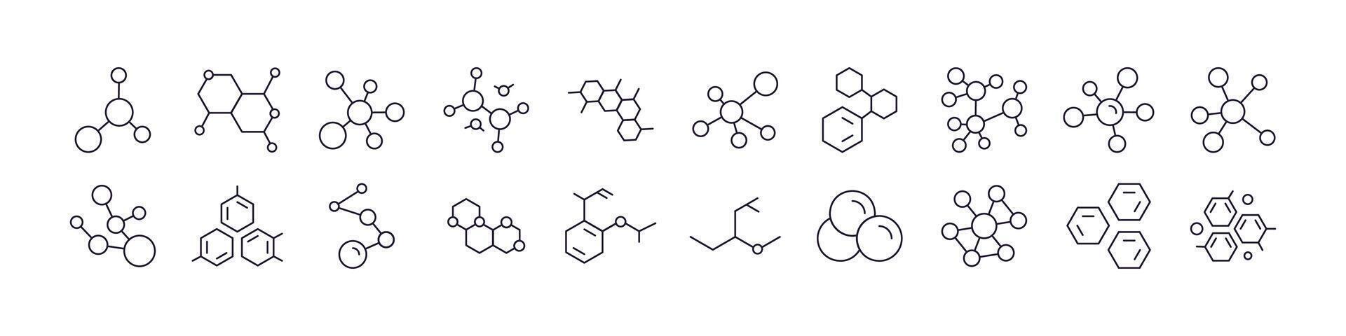 Atom Thin Icons Collection. Editable Stroke. Perfect for Web Sites, Books, Cards, Apps vector
