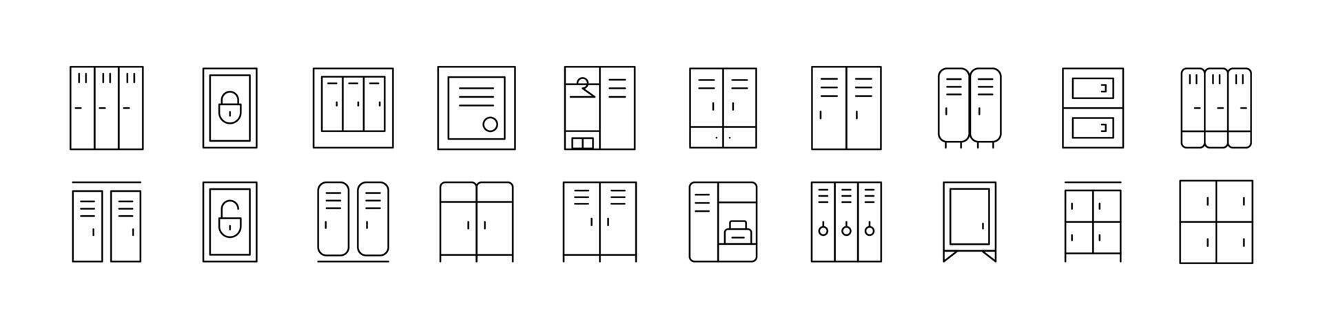 Locker Outline Simple Linear Image Collection. Editable Stroke. Perfect for Web Sites, Books, Cards, Apps vector