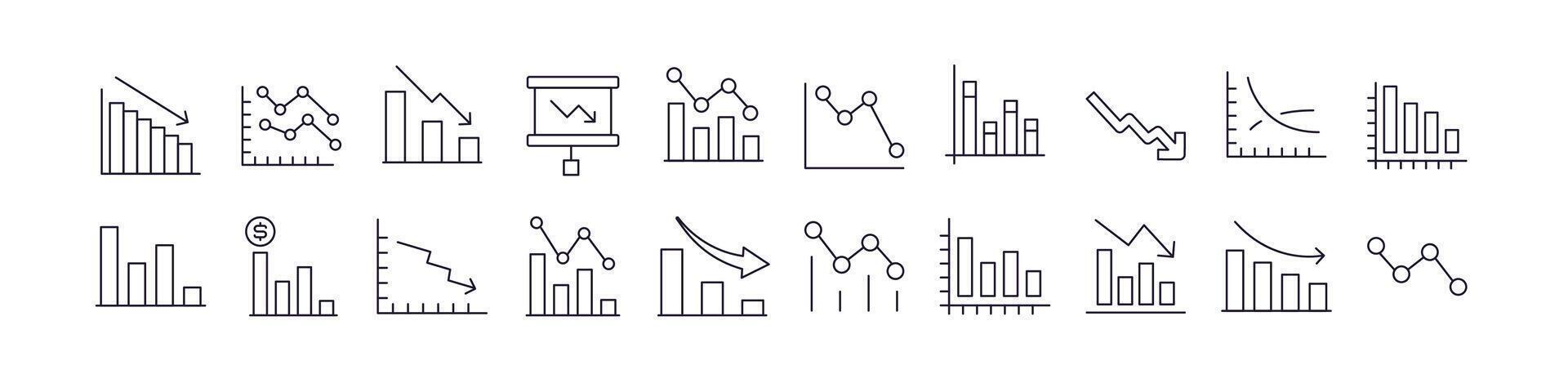Progress Bar and Growth Diagram Outline Simple Linear Image Collection. Editable Stroke. Perfect for Web Sites, Books, Cards, Apps vector