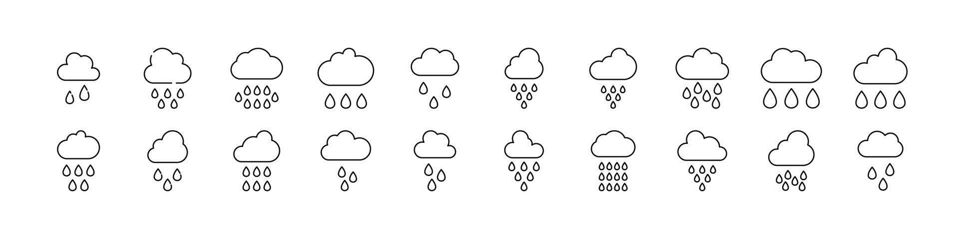 Rain Line Icon Collection. Outline Signs for Graphic and Web Design, Apps, Adverts, Various Cards vector