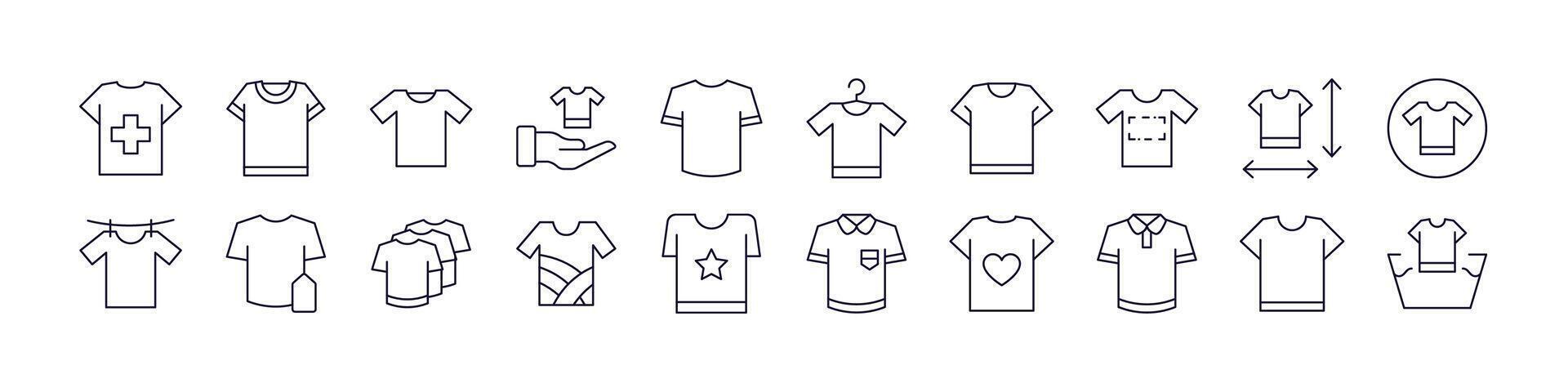 T Shirt Set of Thin Icons. Editable Stroke. Perfect for Web Sites, Books, Cards, Apps vector