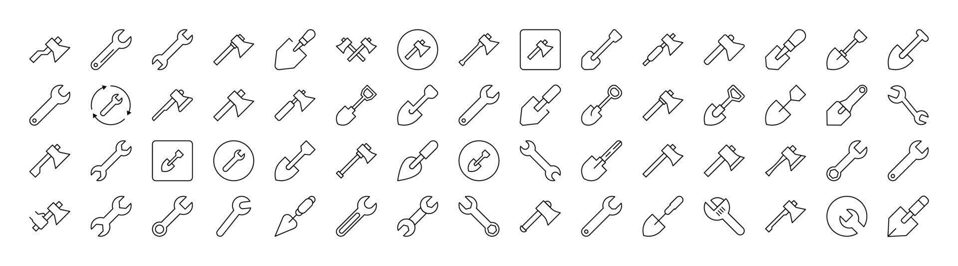 Bundle of Brick Wall, Building Related Line Icons. Outline Signs for Graphic and Web Design, Apps, Adverts, Various Cards vector