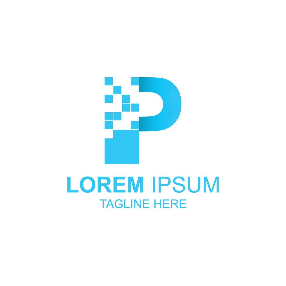 letter p logo design for building or town with creative illustration vector
