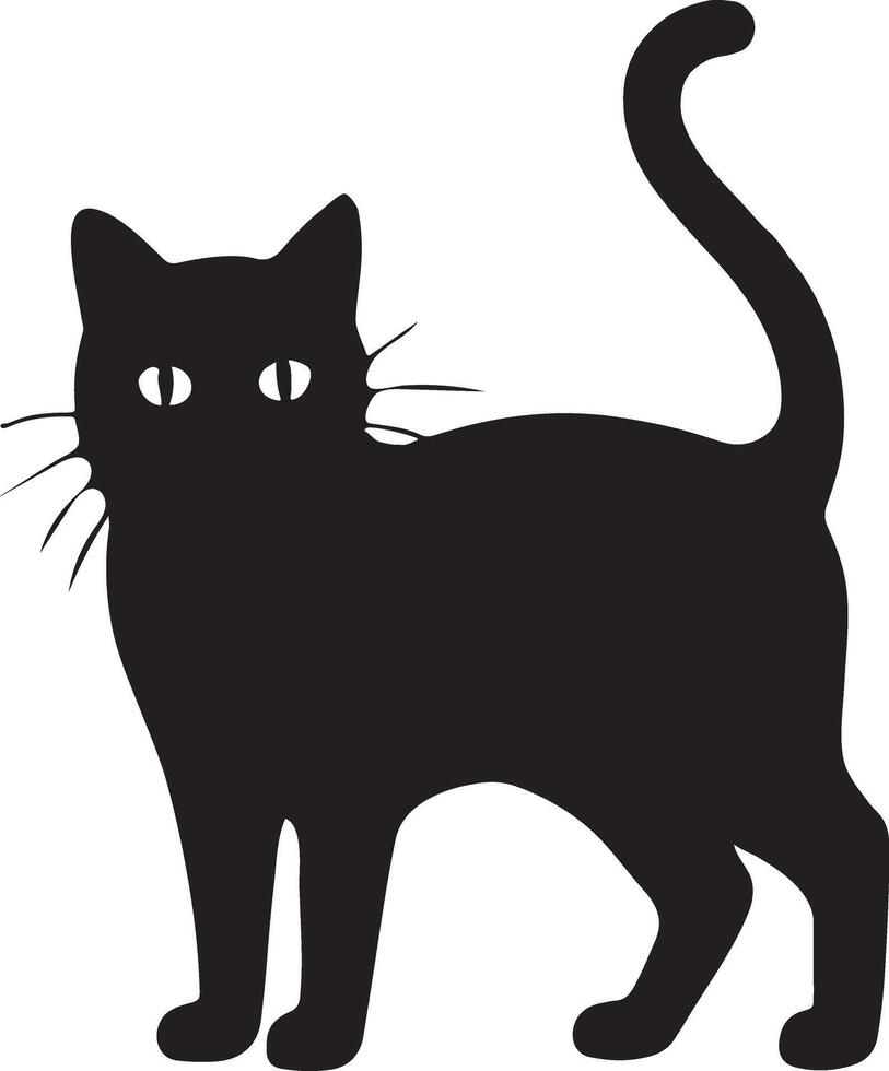 A cat silhouette illustration captures elegance and mystery, perfect for pet logos, branding, decorations, and creative graphic design projects vector