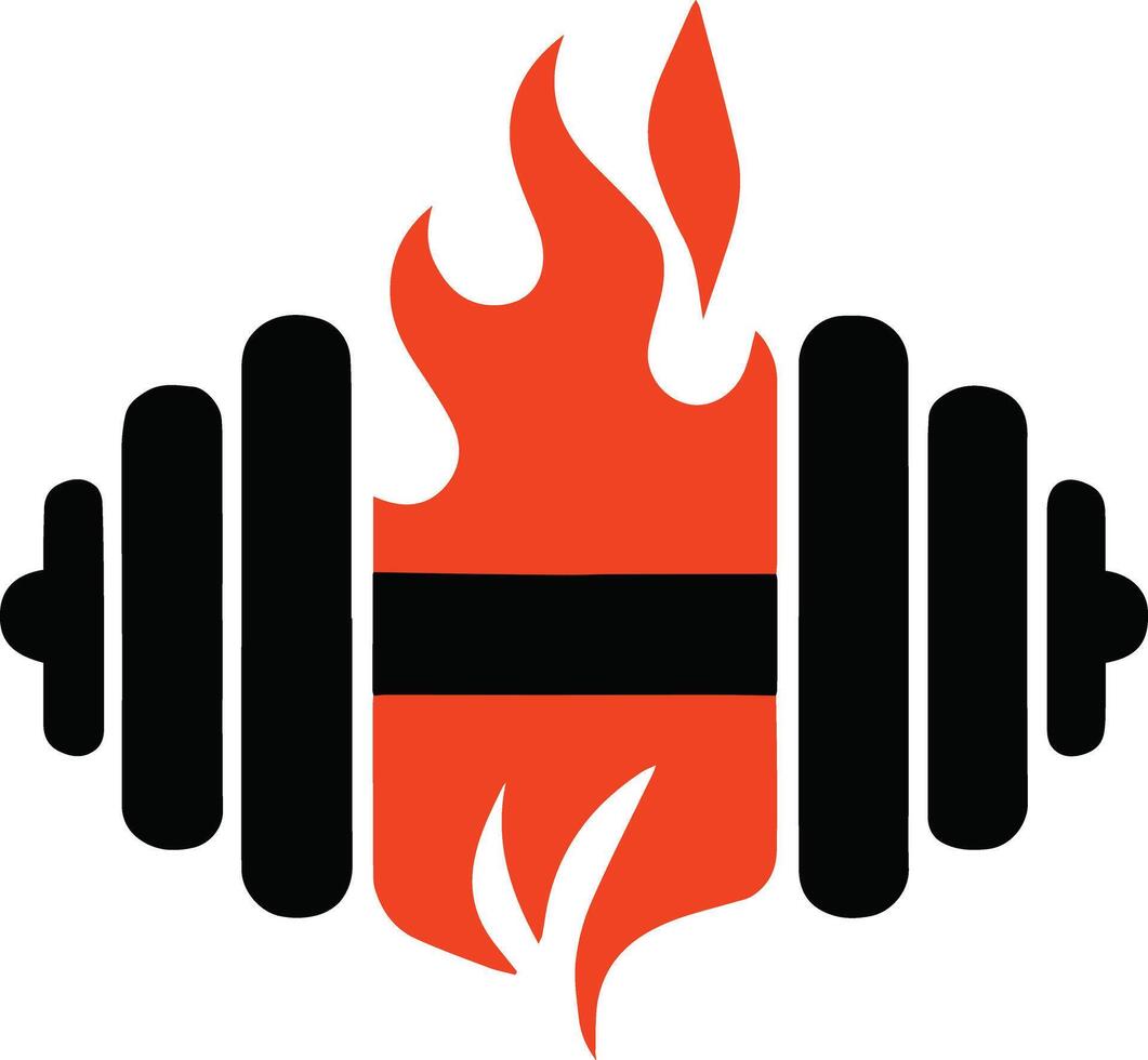 A dynamic fitness logo featuring a bold dumbbell symbolizes strength, power, and motivation, perfect for gyms, trainers, and health brands. vector
