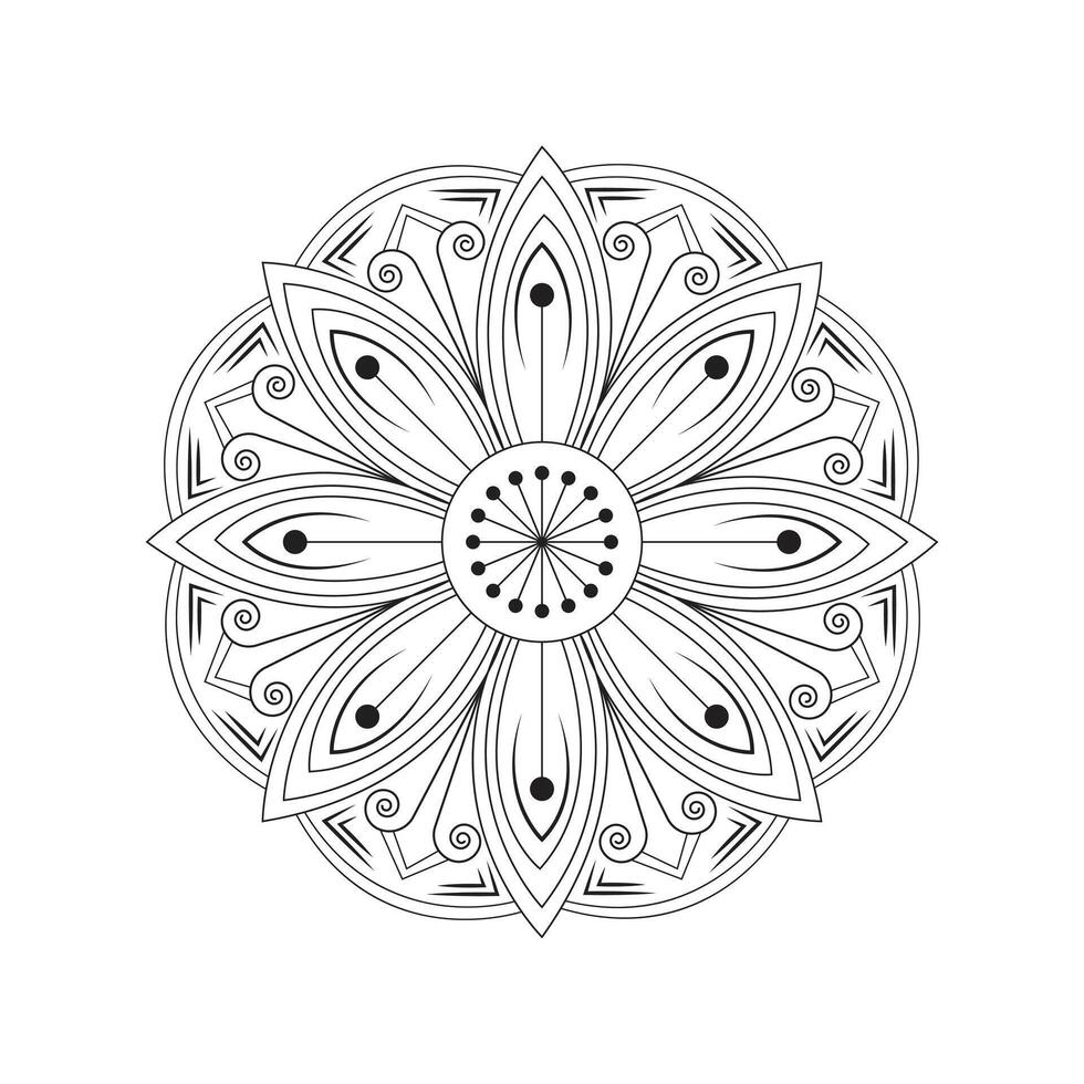 Unique Mandala Sketch Featuring Concentric Circles and Ornamental Details vector