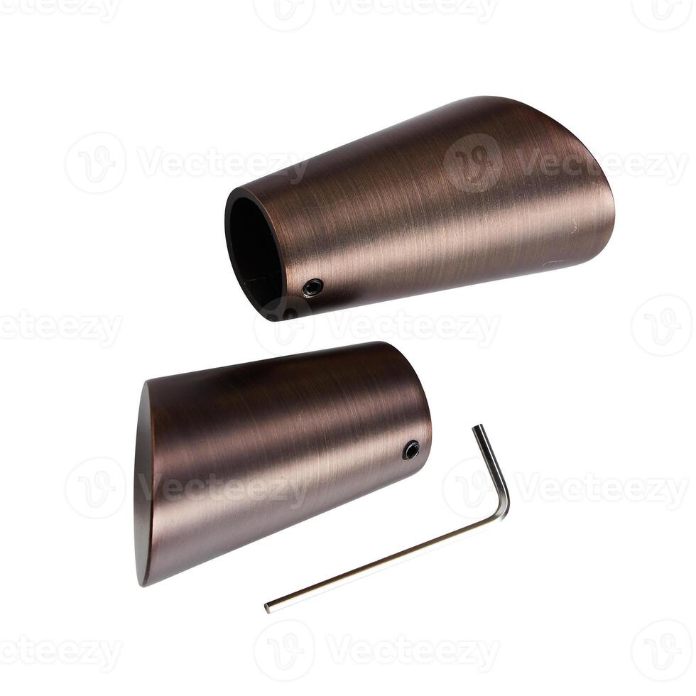 Copper pipe with hexagon wrench cut out isolated white background with clipping path photo