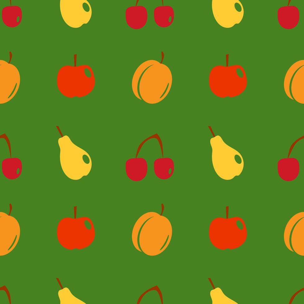 Seamless pattern with images of summer fruits in cartoon style. Easily changeable background color. vector