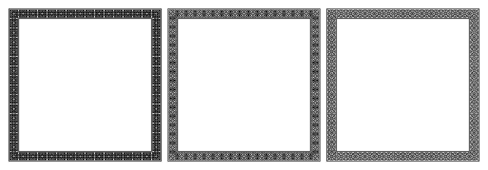 Borders square frames seamless pixel pattern decorative vector