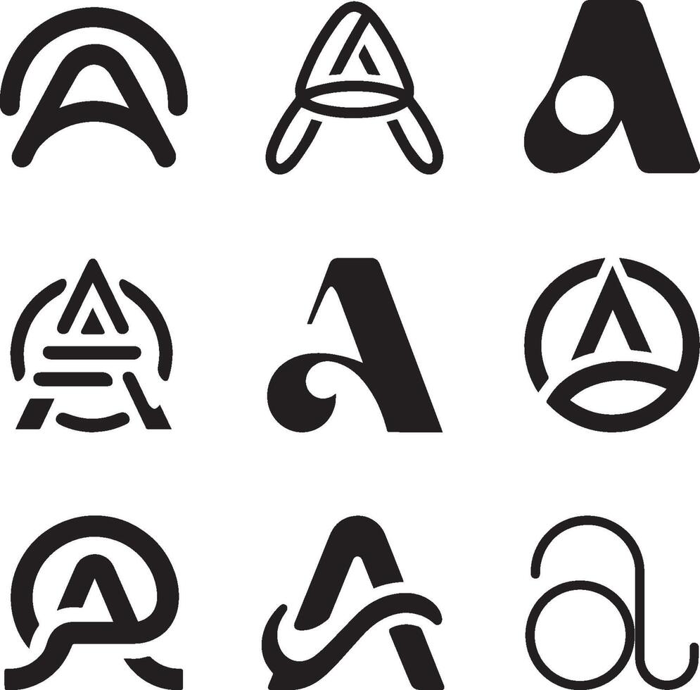 letter A logo design icon set background vector