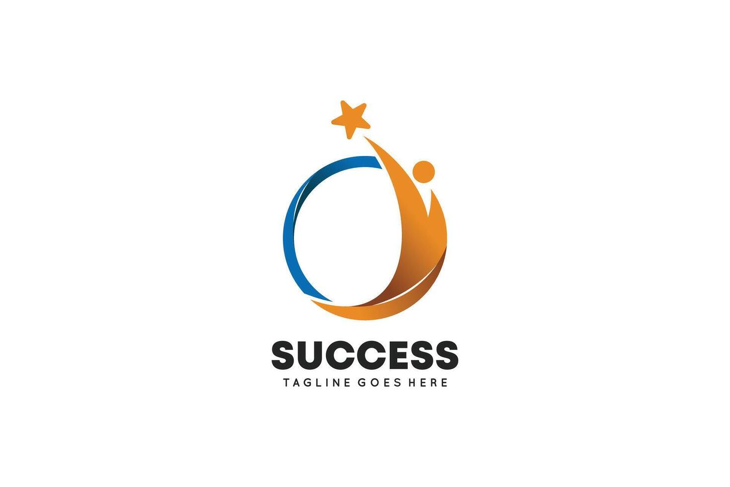 Illustration of logo design of person reaching for success star in circle vector