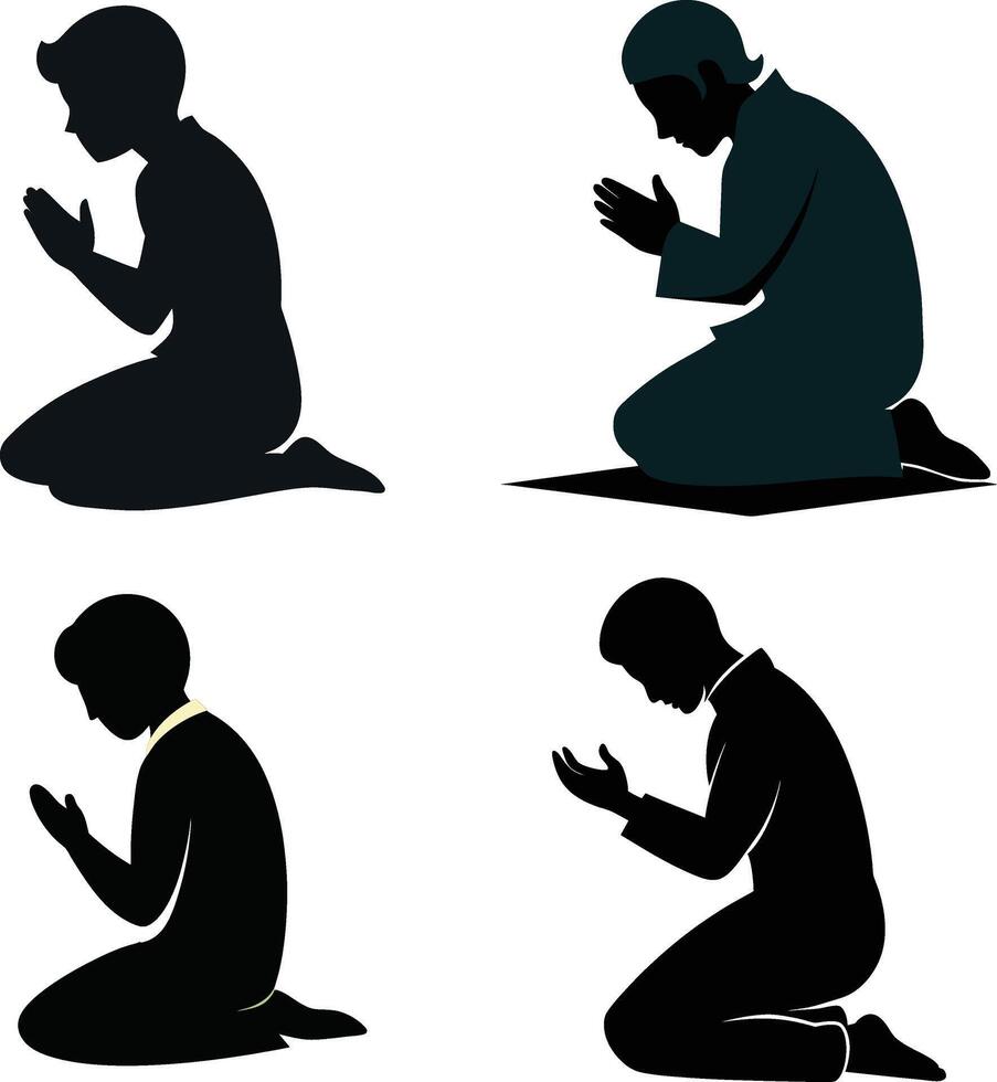 Silhouettes of people in prayer vector