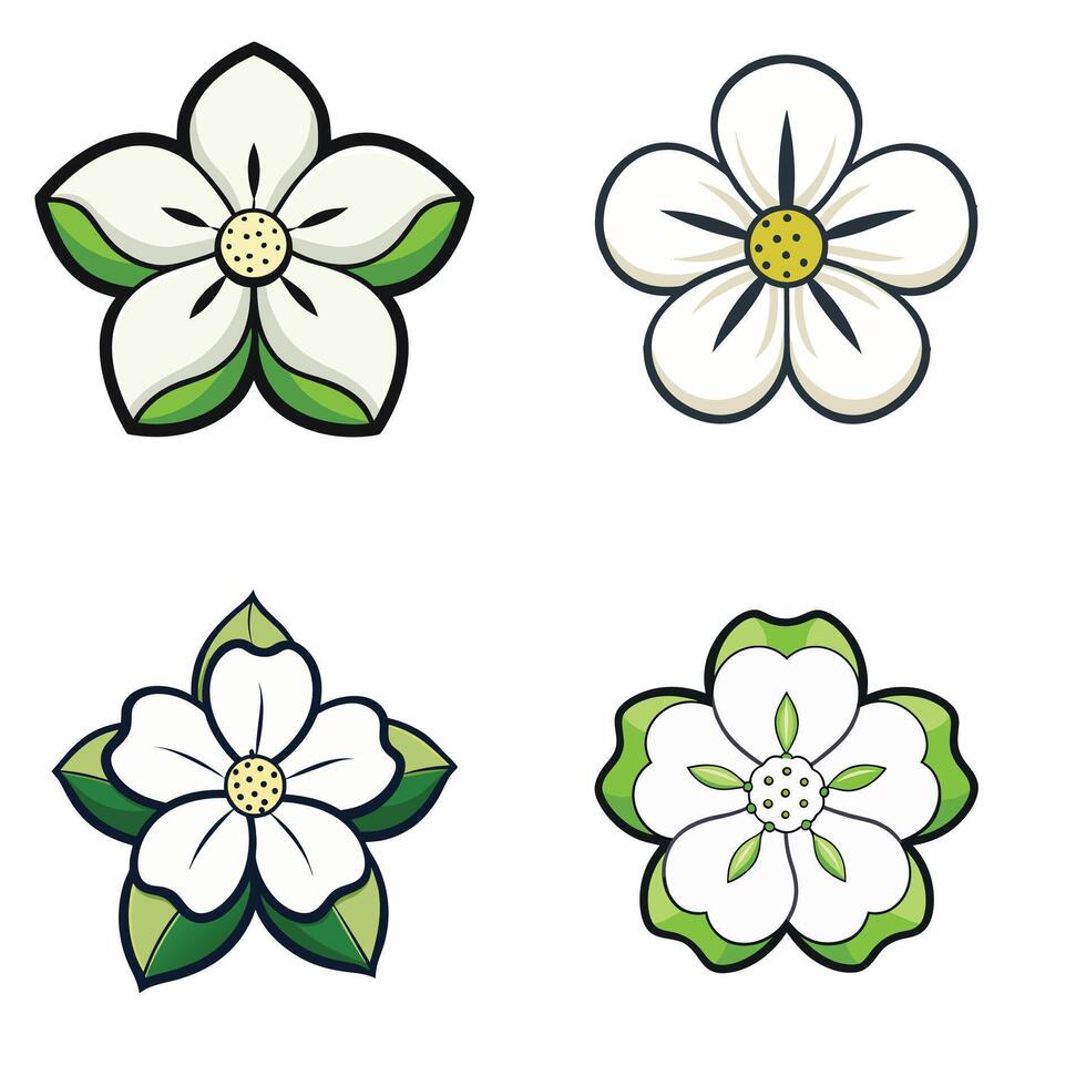 White and Green Floral Design Elements vector