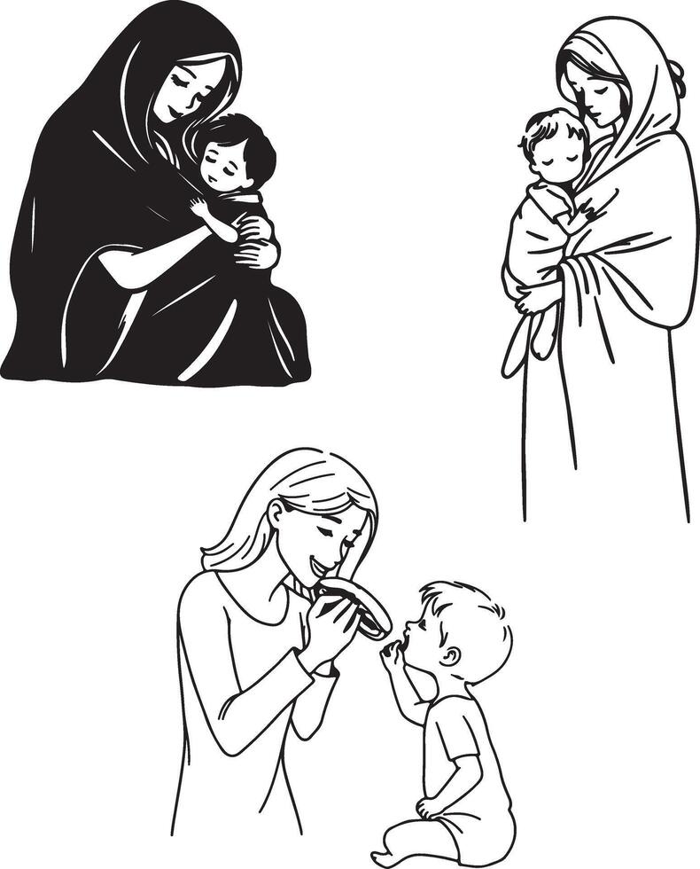 Happy Moment of Mother and Child Together vector