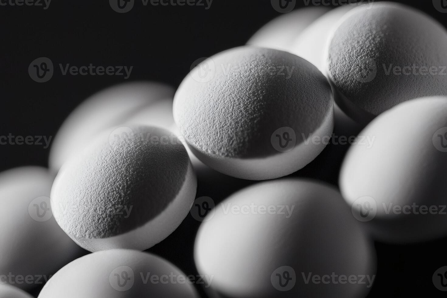 Close-up view of white medicinal tablets photo