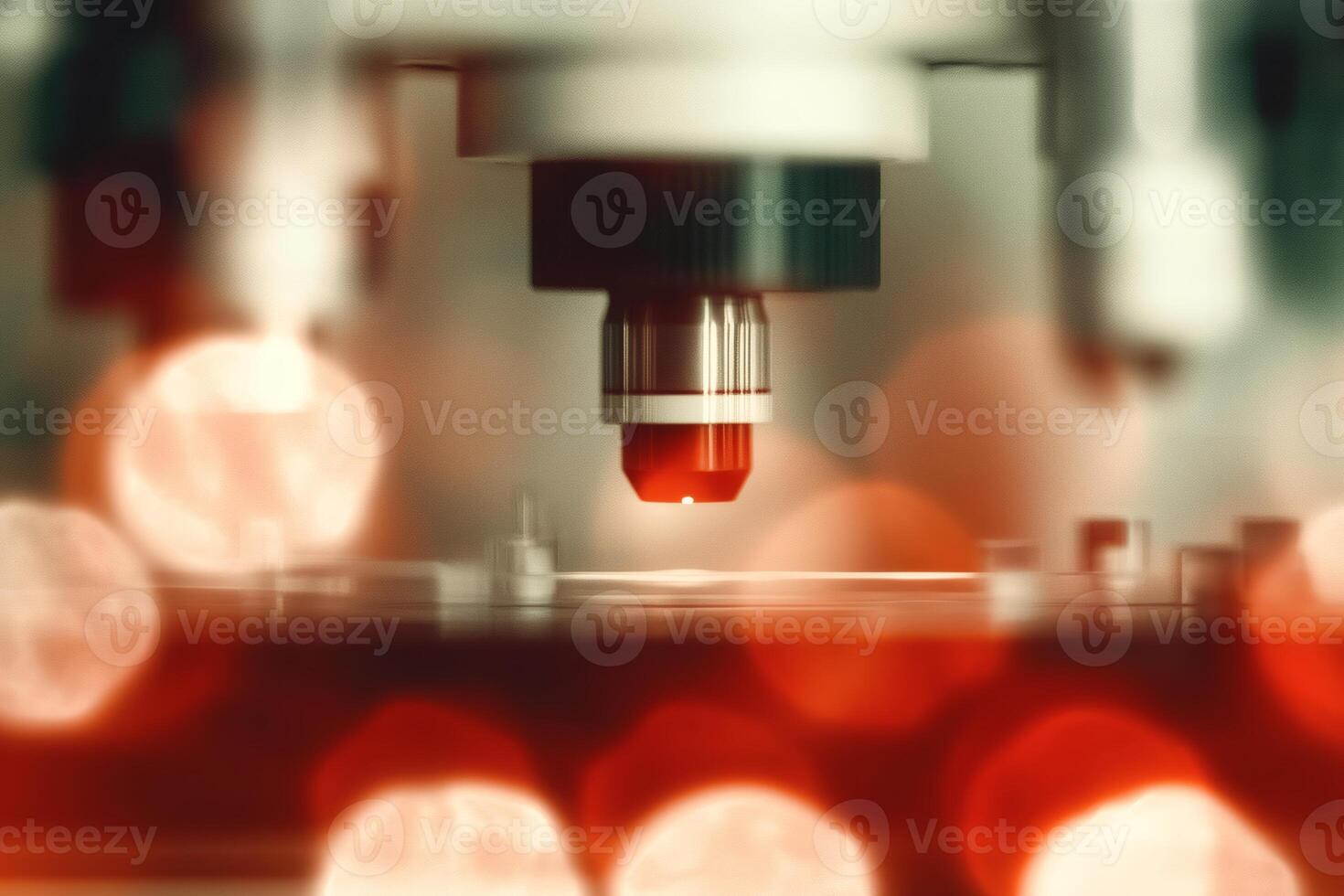 Advanced microscope capturing intricate details of a biological sample in a laboratory setting during daytime photo