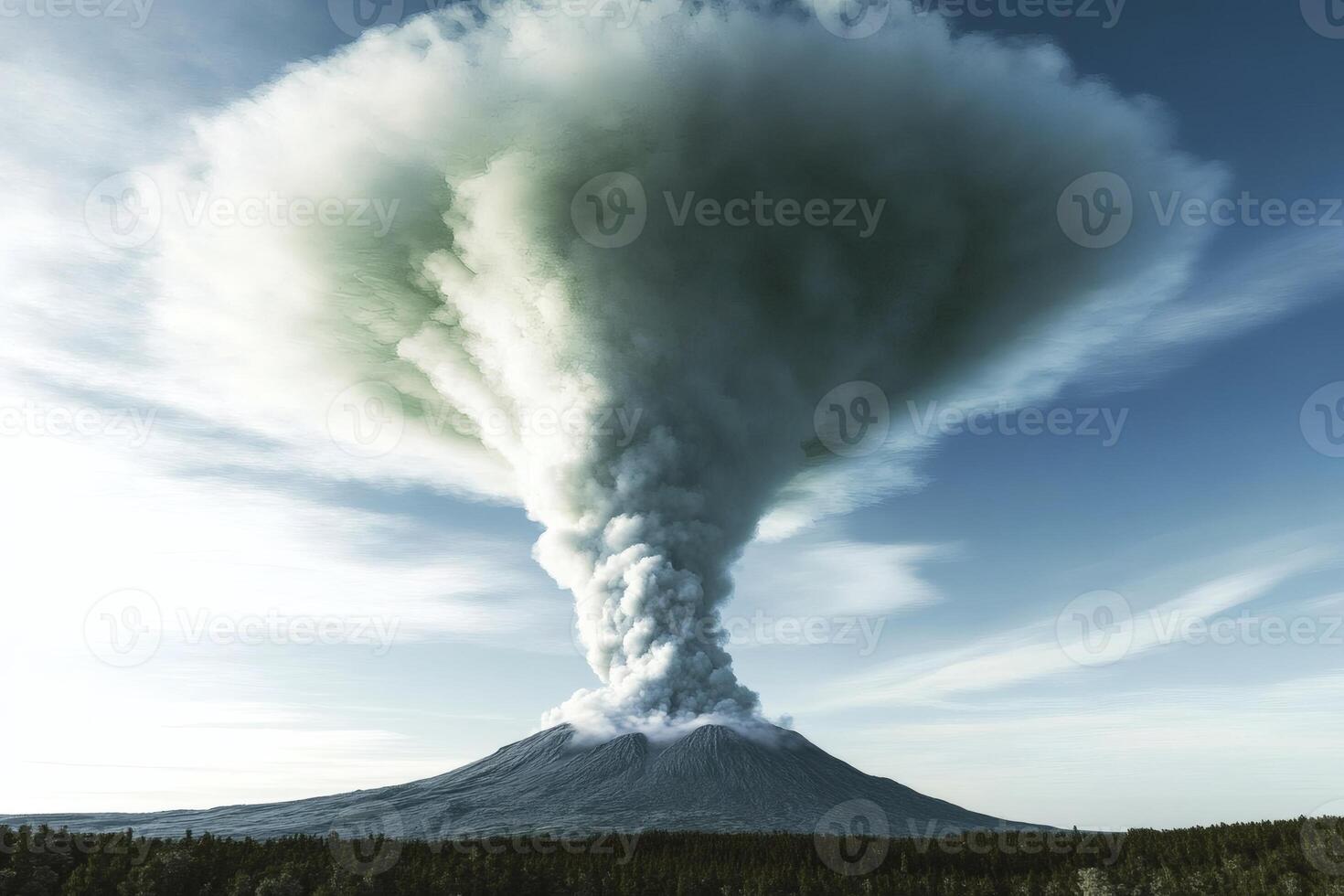 Majestic eruption of towering volcanic plume. photo