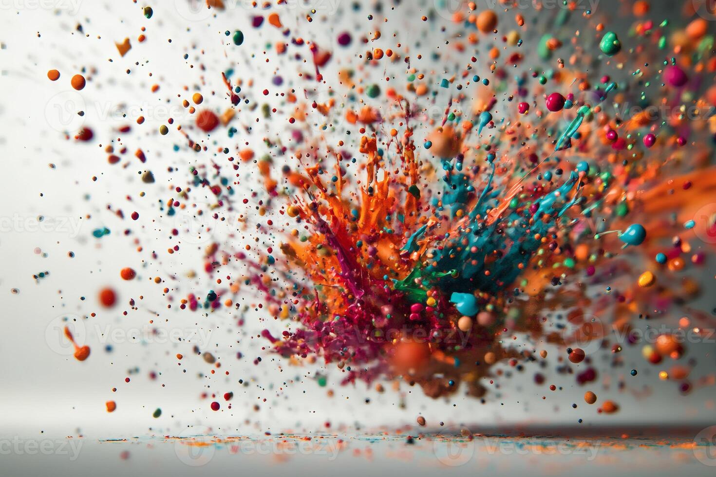 Vibrant, colorful particles in motion. photo