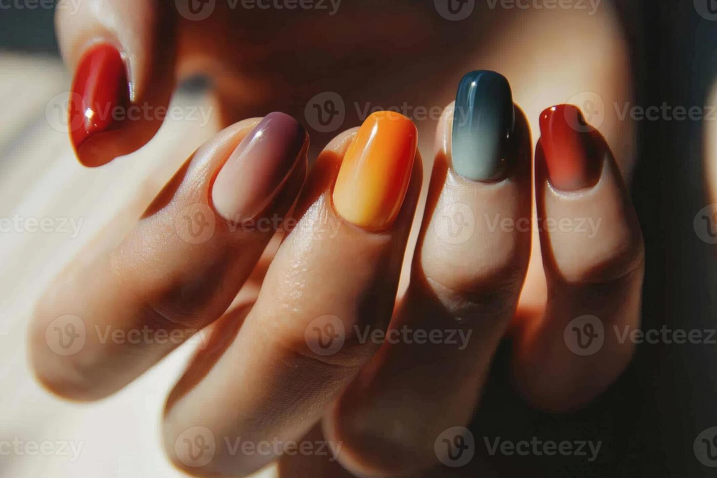 Bright autumn nail art with AI creativity photo