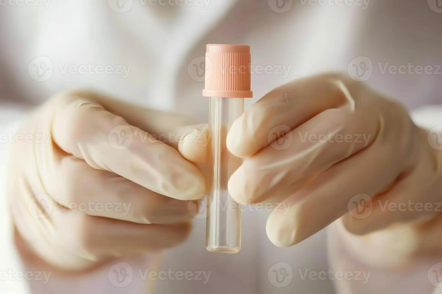 Hands holding a sample tube. photo