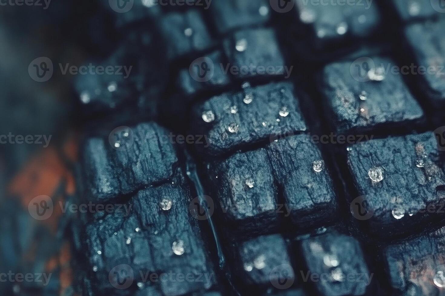 Textured charcoal surface glistening with fresh rain. photo